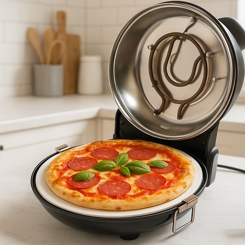 Elektrická pec na pizzu 1200W s keramickým kamenem, teploměrem a teplotou až 420°C