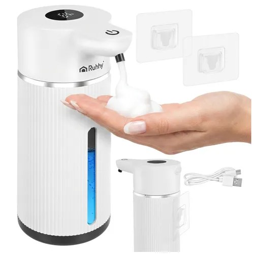 Automatický bezdotykový dávkovač mýdla 420 ml, senzor pohybu, LED displej, 4 stupně dávkování