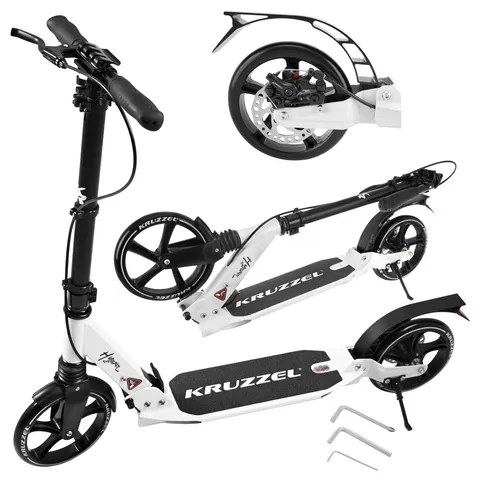 Koloběžka Hyperion skládací s velkými 20cm koly, ložisky ABEC-9, kotoučovou brzdou a 4stupňovým nastavením výšky