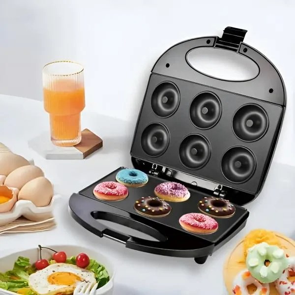 Elektrický výrobník donutů 200W, koblihovač s nepřilnavým povrchem, oboustranné pečení