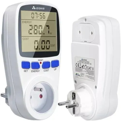 Měřič spotřeby energie do zásuvky s LCD, wattmetr 230V/16A, výpočet nákladů, alarm, max 3680W