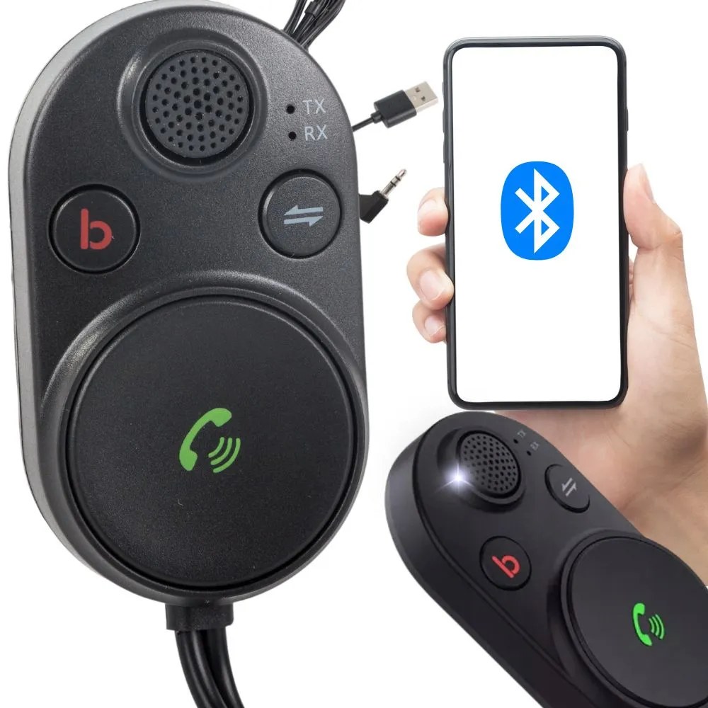 Bluetooth 5.3 AUX přijímač do auta s mikrofonem pro handsfree, zvýrazněním basů a USB napájením