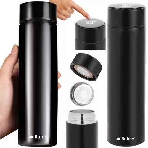Černá termoska 500ml s LED displejem teploty na víčku