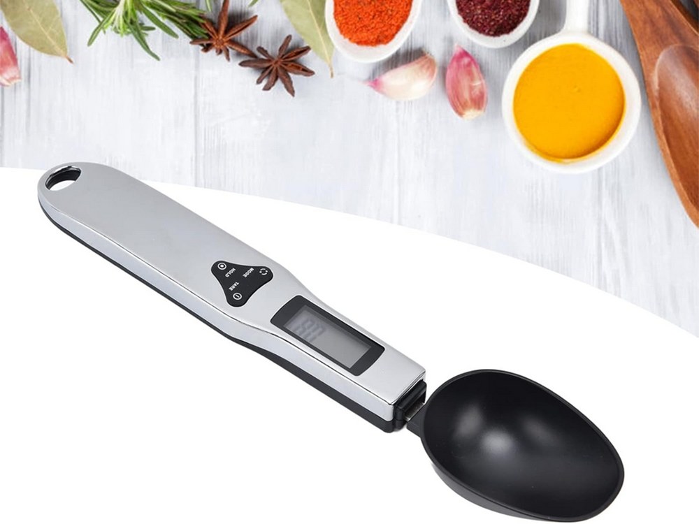 Digitální kuchyňská váha lžíce 0,1-500g s LCD displejem, funkcí TARE a odměrkou ml