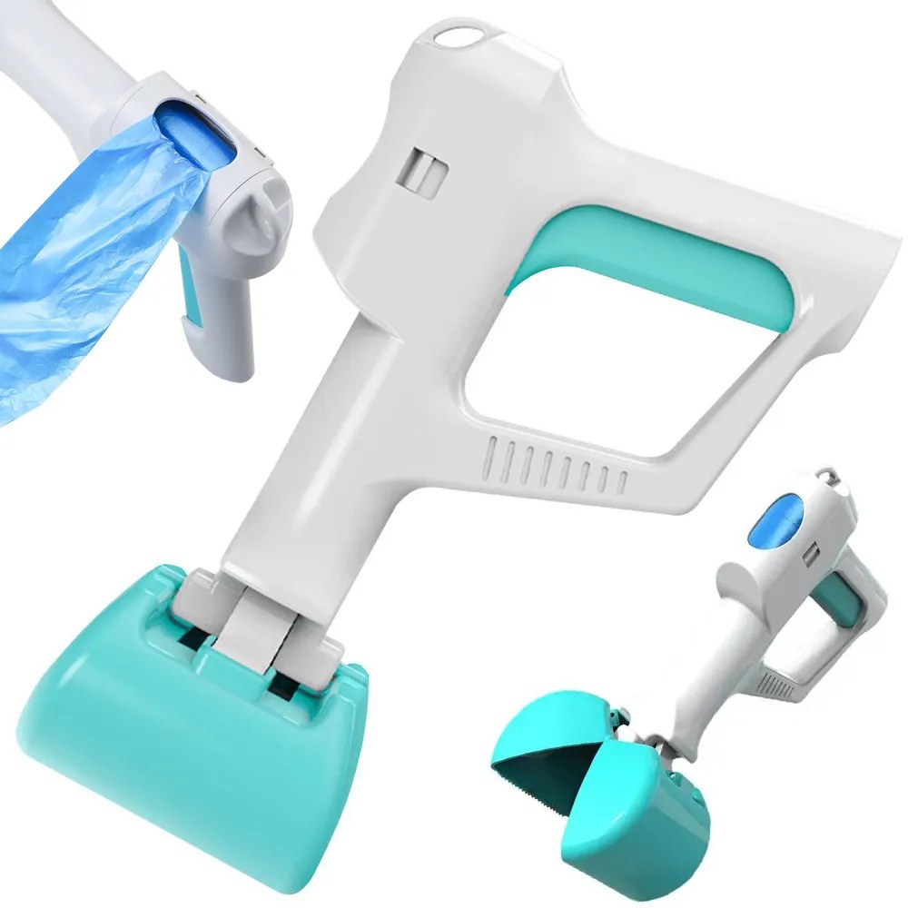 Sběrač psích exkrementů s úložným prostorem na sáčky a ergonomická rukojeť