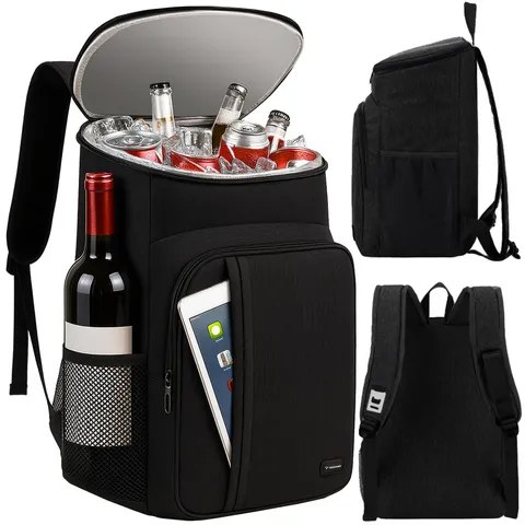 Černý chladicí termo batoh 26l vodotěsný, nepropustná komora na led, boční kapsy