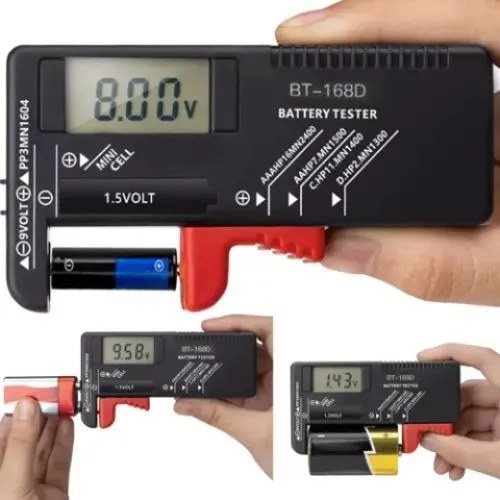 Tester baterií s LCD displejem na AA, AAA, C, D, 9V a knoflíkové