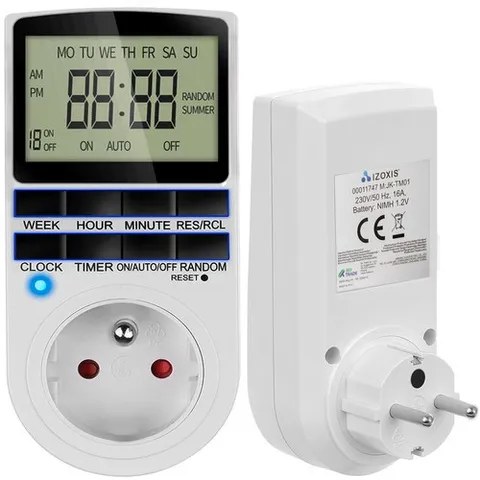Týdenní digitální časovač do zásuvky 16A/3680W s LCD displejem a záložní baterií